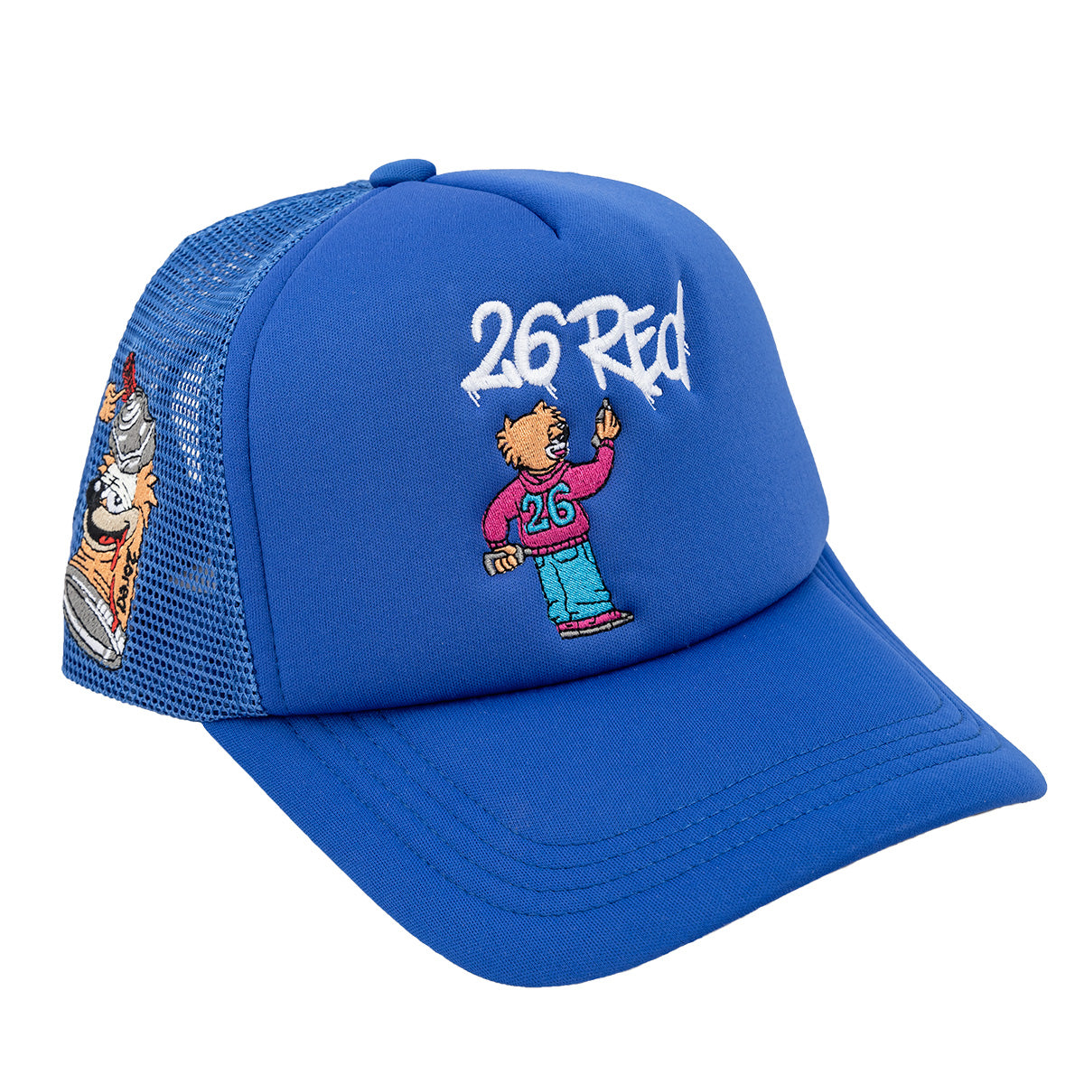 Graffiti Cat Trucker Hat (Royal Blue)